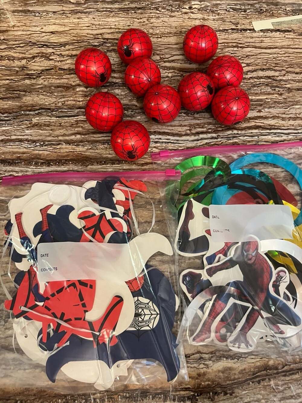 Spider-Man Birthday Party Decorations Banner Swirls Bouncy Balls